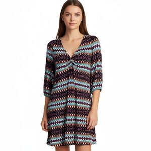 Isle Apparel Tunic Dress M‎ Multicolor Mini Southwestern Geometric Boho Indie